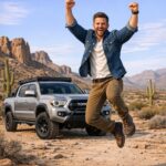 FOR MEN Salon and Spa clients doing the Toyota Jump over their men's grooming makeovers.