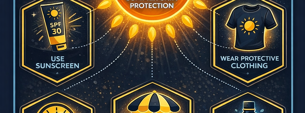 Sun protection infograph by FreePik brought to you by FOR MEN Salon and Spa in Lake Forest California