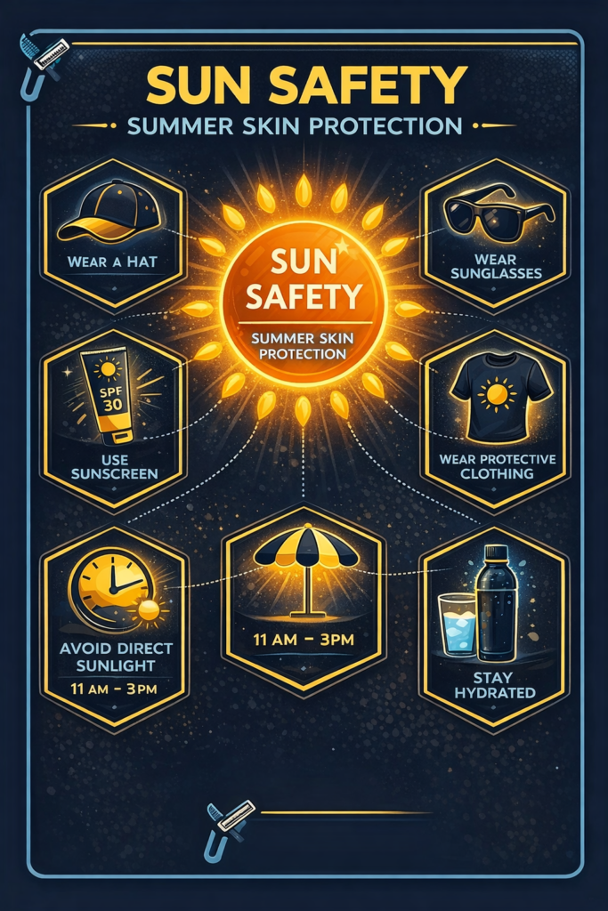 Sun protection infograph by FreePik brought to you by FOR MEN Salon and Spa in Lake Forest California