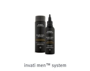 Hair loss shampoo and scalp treatment by Aveda: Invanti for Men. Available at FOR MEN Salon and Spa.