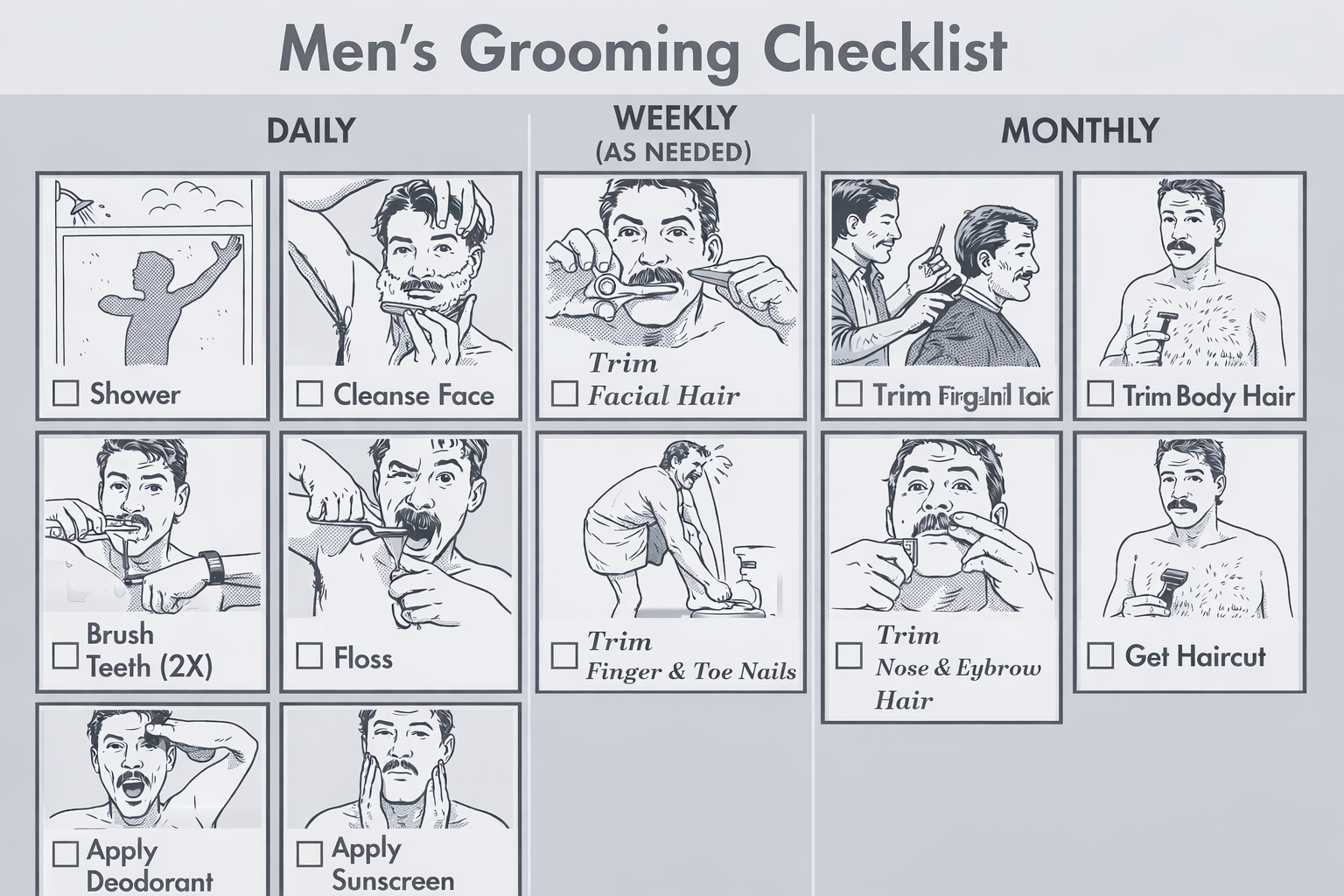 Men's grooming near me checklist.