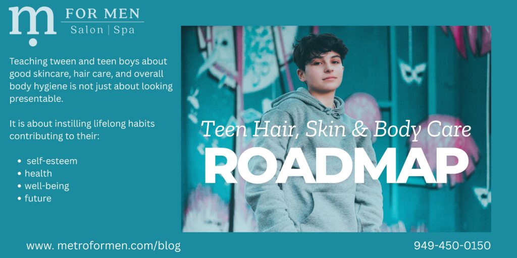 For teen boys, a roadmap on proper hair, skin, and body care.