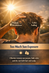 Summer damaged hair occurs when hair is over exposed to the sun's UV rays.